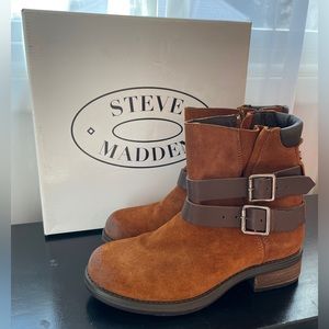 Steve Madden Dormaa Cognac Sue Leather Suede boots size 8.5 NIB